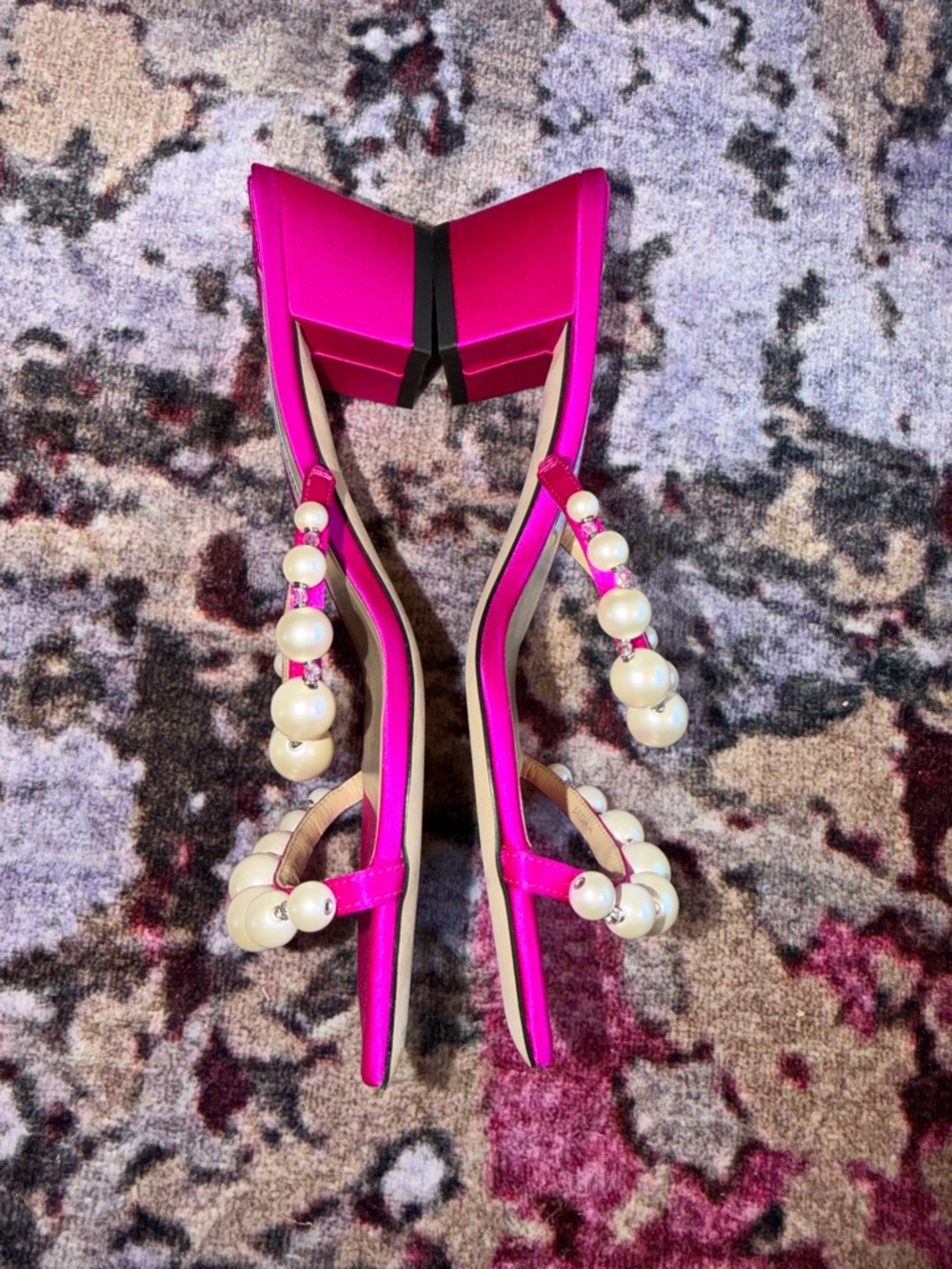Jimmy Choo Amara 45 Satin Sandal Pink size 38 brand new never worn pearl accent - Picture 9 of 14